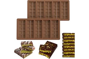 ANKWAY Molde Chocolate Juego de 2, Reforzado con Acero, Grado Alimenticio, Antiadherente, Fácil de Desmoldar, 10 Cavidades para Bombones Dubái, Gourmet y Rellenos, Listo para Regalar, Apto para Lavavajillas