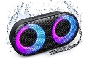 MIATONE DRUM Shower Speaker with LED Lights, IPX7 Waterproof Bluetooth Speaker, 15W Loud Sound, Bluetooth 5.3, 24H Playtime, Portable Speakers for Bathroom/Shower, Pool, Beach