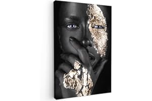 MuchoWow© Cuadros Decorativos Modernos para Sala 40x60 cm Lienzos Decoracion Pared Salon Quadros Decoração Dormitorios Mujer - Oro - Negro