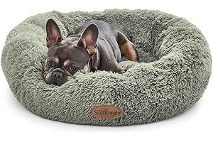 Silentnight Donut Calming Dog Bed - Calming Dog Cat Pet Bed Anxiety Relief Soft Fluffy Doughnut Pillow - Easy Clean Machine Washable Luxury Plush Dog Pillow Basket - 85 cm - Sage Green