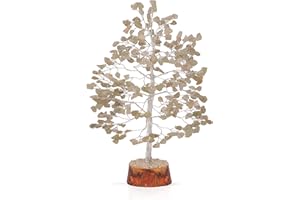 FASHIONZAADI Green Jade Gemstone Crystal Tree Healing Trees Bonsai Money Crystals Gemstone Trees Reiki Stone Good Luck Chakra Crystal Home Office Décor Figurine Gift Size -10 inch (Silver Wire)