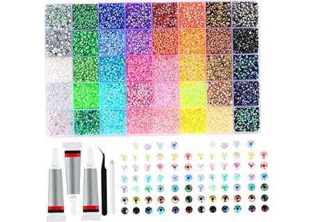 32 000 st harts strass för beazzling, flerfärgade platt regnbågsädelstenar, beazzler-kit med 3 st 10 - Amazon Deal & Rabatt