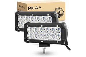 PICAA Phare de Travail Led, 6.5 pouces 16.5CM 36W longue portée Rampe a led barre de led Spot 12V 24V hors route Voiture Véhicules 4x4 SUV ATV Camion Tracteur（2 pièces）