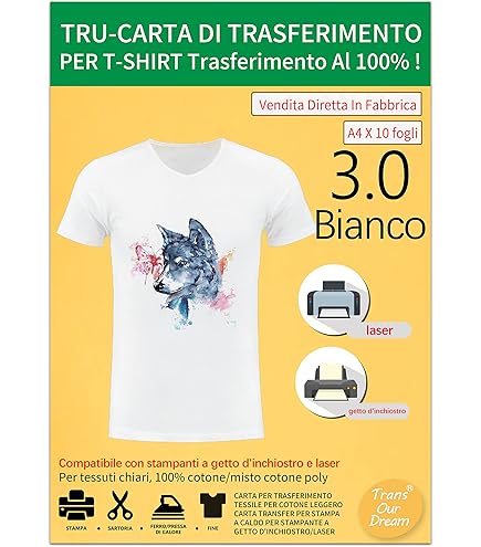 100 Fogli 8.5x11 Carta Trasferimento Termico Per Magliette Scure - Per Stampanti A Getto D'inchiostro, 100 Fogli Termovinile Stampabile - Foto 9