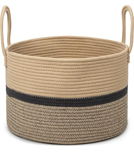 Cesta Decorativa De Mimbre Atmosphera - Estilo Rústico, Color Beige, 35x30 Cm - Perfecta Para Almacenamiento En Salón, Baño O Dormitorio