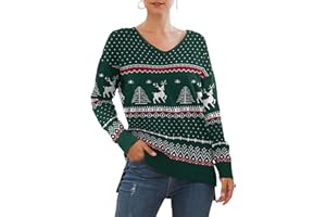 Yommay Women's Jumpers Ladies Casual Lightweight V-Neck Jumper Knitted Elegant Long Sleeve Top Loose Sweatshirt for Women Solid Pullover for Winter