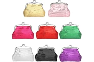 Haisheng 8 Stück Pailletten Münzbeutel Glitzer Kinder Geldbörse Minibörse Kinder Pailletten-Verschluss-Geldbörse Pailletten Bunt Wallet Münztasche Portemonnaie Geldsäckchen für Frauen Mädchen
