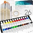 CHROMATEK Watercolor Paint Set - 62 Piece Kit - With Video Tutorial Course - Adults, Kids, Beginner & Professional Artists - Paper, 8 Brushes, Palette, Aquapen, Masking Tape - 12ml Watercolor Tubes