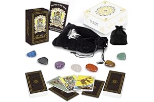 IXIGER Tarot Cards with Guide Book,78 Original Tarot Cards Deck Fortune Telling Game for Beginners&Expert Readers,Classic Tarot Deck Standard Size 4.75" x 2.76",Tarot Cards with Bag and Chakra Stoneag