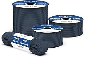 Brotree 550 Paracorde 4mm 15m Corde 100% Polyester Type III 7 Brins pour Bracelet, Artisanat, Extrieur, Survie - Bleu Marine