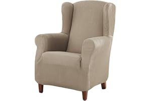 Estoralis Berta | Funda Sillon de Diseño Moderno | Tejido Elastico Lino | para Sillon Orejero (de 70 a 110 cm.) | Maxima Adaptabilidad a Todo Tipo de sillones