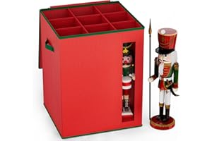 VERONLY Aufbewahrungsbox für Weihnachtsdekoration - Nussknacker & Figurinen bis 40 cm - Klappbar mit Trennwänden & Sichtfenster - Organizer（Nussknacker Nicht enthalten）