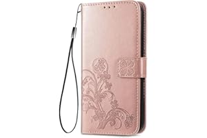 GOKEN Funda para Xiaomi Redmi Note 11 Pro 5G / 4G, Leather Folio Carcasa con Billetera con Magnético, Relieve Dibujo, TPU PU Cuero FILP Case Cover con Soporte/Tapa Tarjetas, Oro Rosa