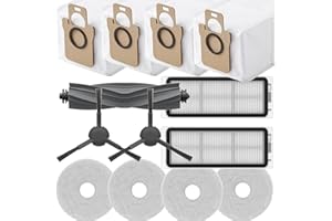 Geoviizon Kit di Accessori per Dreame L20 Ultra Complete / L20 Ultra Robot Aspirapolvere Ricambio (1 Spazzola Principale, 2 Spazzole Laterali, 2 Filtri, 4 Panni per la Pulizia, 4 Sacchetti)