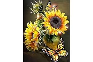Huacan Diamond Painting Erwachsene Sonnenblumen Foto Diamant Paintings Bilder Blumen Voll Eckige Bohrer Sonnenblume Diamante Malerei Stickerei für Kinder Home Wall Decor 30x40cm