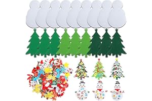 shallyong Bastelset Weihnachten 18 Stück, Basteln Weihnachten Filz, Weihnachten Basteln Weihnachtenbaum Und Schneemann, Basteln Weihnachten Kinder Für Ab3 4 5 6 7 8 Jahre (Snowman)