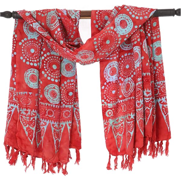 GURU SHOP Sarong: El Pañuelo Más Versátil Que Necesitas (playa, Pared, Envoltura). Batik Indonesio único, Rojo, Talla única