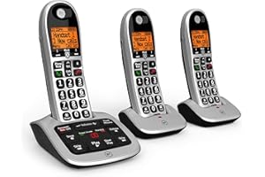 BT 4600 Cordless Landline House Phone, Home Phone, Big Buttons, Advanced Nuisance Call Blocker, Answer Machine, Trio Handset Pack