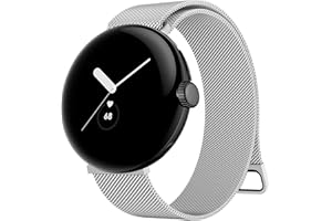 Tobfit für Google Pixel Watch Armband Google Pixel Watch 2 Armband für Herren Damen, Edelstahl Magnetisches Mesh Metall Ersatzbänder Kompatibel mit Google Pixel Watch 2/Watch 1(Silber)