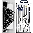 Professional Geometry Set Metal Compass, 14 pcs, Geometry Precision Tool Set with Shatterproof Storage Box, Drafting Tools & Drafting Kits