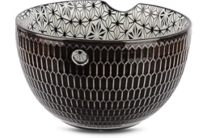 ‎AEELIKE Aeelike Schwarz GroßE Keramik Garnschale, Elegant Tragbarer Keramik Garn Schüssel Halter Runde mit löchern, Handgefertigte Wollschale Garnschale,15,5x 9,5 cm für Stricken Häkeln Zubehör DIY Geschenke