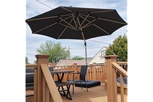 PURPLE LEAF Sonnenschirm Balkon Ampelschirm 300 cm Durchmesser, Marktschirm groß 360° Rotation, Gartenschirm mit Kurbel, Balkonschirm XXL, Sonnenschutz UV50+, Grau