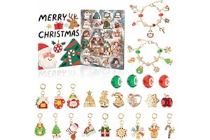 MERIVIVA Advent Calendar 2025 Kids Girls, Christmas Countdown Jewellery Charm Bracelet Advent Calendar 2025, Jewelry Gifts Making Kit Including 22 Charms Beads, 2 Bracelets for Teenage Girls Women (Christmas)