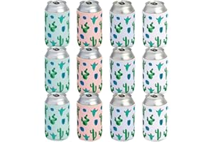 BLUE PANDA 12 Pack Neoprene Soda Sleeves for Beer Cans, Soft Drinks, Beverages, Water Bottles, Cooler Sleeves for Cactus Party Supplies, Wedding Favors, Bachelorette Party (4 Colors, 12oz)