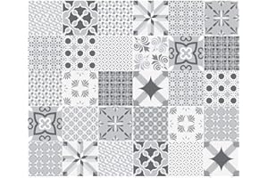 AMBIANCE STICKER 30 Stickers muraux Cuisine - Sticker Mural - Carreaux de Ciment adhésif Mural - Stickers Muraux azulejos - Sticker Carrelage adhesif Mural Salle de Bain 10 x 10 cm - 30 PCS Carreau de Ciment adhesif