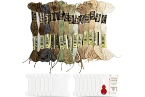 AMANDELIZABE 14 Skeins Stickgarn Halloween Gradient Braun Stickgarn Kreuzstich Fäden Freundschaftsarmbänder Floss mit 14 Garnspulen mit 1 Fadenführung 1 Packung Handnähnadeln