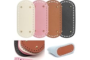 BAJIUXHFEI Pack of 4 Bag Base, Bag Base for Crochet, Bag Base PU Leather, Bag Floor Shaper, Faux Leather Bottom, Bag Crochet with Holes, for Handbag, Shoulder Bag, DIY Accessories (22 x 10 cm)