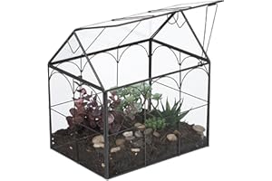 Relaxdays Terrarium pour Vos Plantes, décoratif et Pratique, pour Le Rebord de la fenêtre, 20 x 24,5 x 13,5 cm, Noir