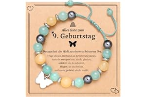 Aunis 8./9./10. Geburtstagsgeschenke für Mädchen, Schmetterlings-Natursteinarmbänder mit Zitatkarte