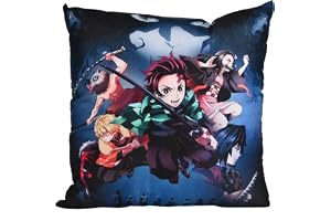 Elbenwald Demon Slayer kudde med crew-motiv för män och kvinnor, unisex, 40 x 40 cm, flerfärgad