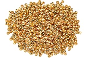 FYDUN 500 Pièces Perles à écraser Perles en Vrac Rondelle Entretoise Bouchon Boule Dispersée pour Collier Bracelet Boucle D'oreille Bijoux à Bricoler Soi-même Faisant des Accessoires(Or)