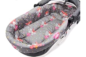 MILLALU Baby Pram Pushchair Stroller Buggy Soft Cotton Insert with Mattress for Gondola/Carrycot (Fairies on Grey)