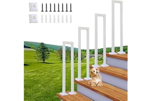 FUOIDYE Barandilla Escalera, 35-110cm Pasamanos Escalera, Barandillas Escalera Forma de U, Barandilla Escalera Interior/Exterior para Villas, Balcones, Pasillos (Blanco, 85cm)