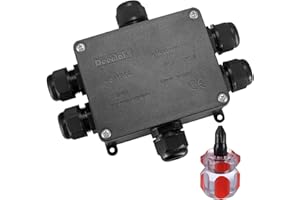 JTTXIU IP68 Wodoodporna Skrzynka Rozgałęźna, Zewnętrzny Konektor Kabla dla Rundkabel Ø4mm-14mm, Outdoor Wodoodporny Pudełko Połączeniowe, 6-Drogowa Rozdzielcza Gniazdo, Czarny