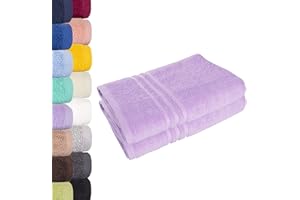 Lavea Lot de 2 Serviettes de Bain 70 x 140 cm, 100% Coton, avec Crochet de Suspension, pour Une expérience de Bain Luxueuse