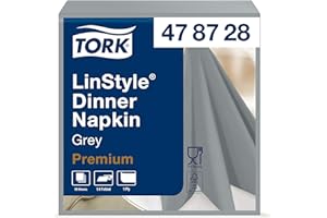 Tork LinStyle Serviette Dinner grise, pliage 1/4 1 pli, 39 cm x 39 cm, 12 x 50 serviettes, 478728
