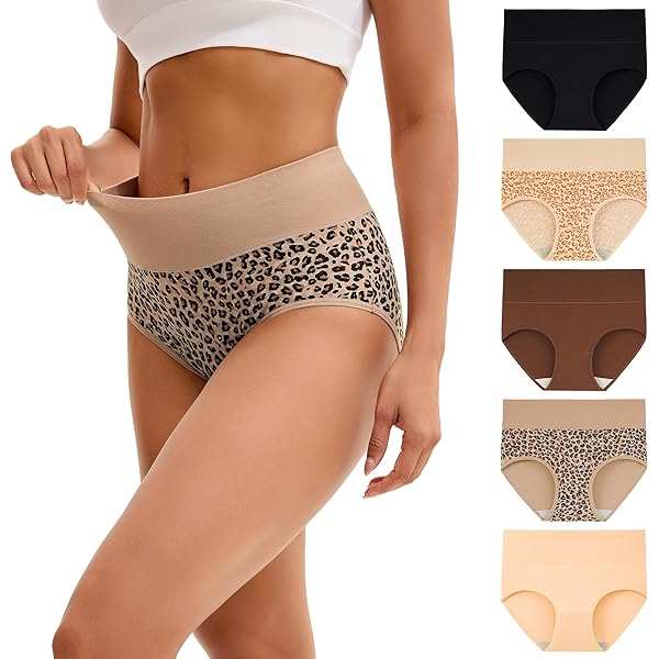 Innersy stretch damesonderbroeken van katoen, met hoge taille, zacht ondergoed, set van 5, M