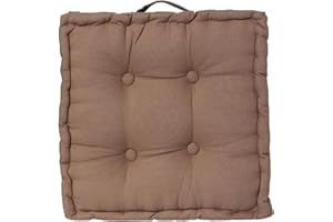 TIENDA EURASIA - Cojines para Sillas de Terraza | Cojín de Suelo Acolchado de Algodón con Asa | Medida 40 x 40 x 8 cm | Ideal para Sillas, Bancos, Palets, Suelo. (Topo)