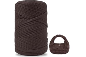 IEGROW Fettuccia per Borse a Uncinetto，400 g Filato per Uncinetto, Filato Tessile per Cestini all'uncinetto, Adatto per la Realizzazione di Borse, Sacchetti, Tappeti, Artigianato Fai-da-te Caffè