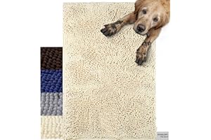 VIVAGLORY Dog Door Mat Absorpmax Dog Rug For Muddy Paw, Mat For Muddy Paw Door Indoor Floor Entryway, Waterproof Washable & Water Absorbent Dirt Trapper, 90cm × 64cm, Beige