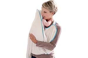 Cuddledry Hands Free Baby Bath Towel | Luxuriously Soft Bamboo & Cotton Hooded Baby Towel | Apron Towel for Safe Babies Bathtime | Perfect Newborn Gift | Blue Edging