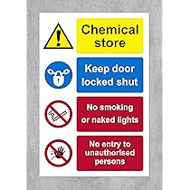Chemical Store Keep Door Locked Shut Safety Sign - UAE