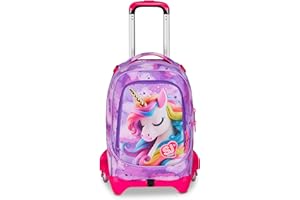SJ GANG STYLE JAM GANG Trolley Scuola Jack 3 Ruote Fable Journey, Fucsia, 3 in 1, Zaino Triplo Uso con Carrello Sganciabile, 33 L, Zaino Scuola Elementare, Zaino Bambina