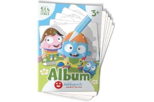 Sabbiarelli Sand-it For Fun - Album Trouve les œufs : 5 feuilles préencollés à colorier avec le sable (sable non inclus), pour garçons et filles 3 Ans+