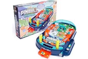 abeec Pinball Stadium Game for Kids – Tabletop Arcade Toy with Sports Theme – Mini Pinball Machine for Boys and Girls Age 3+ – Fun Indoor Family Game with 8 Balls and Sticker Sheet – Sports Gift for K