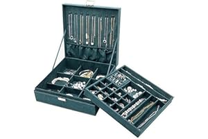 ProCase Scatole Portagioie Donna, Cofanetto Portagioielli con Esposizione a Due Strati di Gioielli e Divisorio Rimovibile per Collana e per Orecchini Bracciali Anelli Orologi, Regalo -Verde Notte